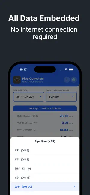 Pipe Converter - ASME B36.10M app preview